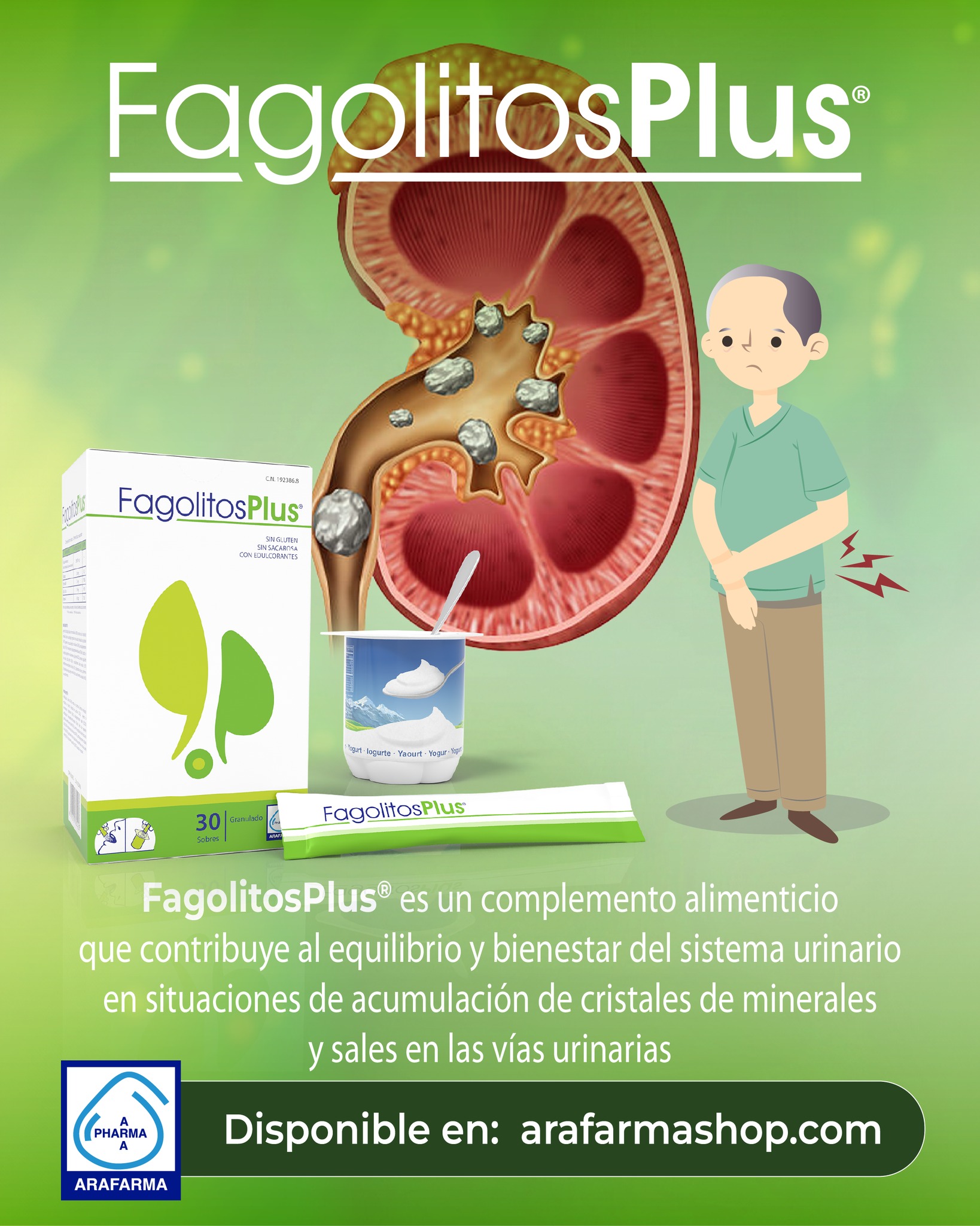 Fagolitos Plus, apoyo diario para mantener el bienestar de las vías urinarias.

Disponible en arafarmashop.com.