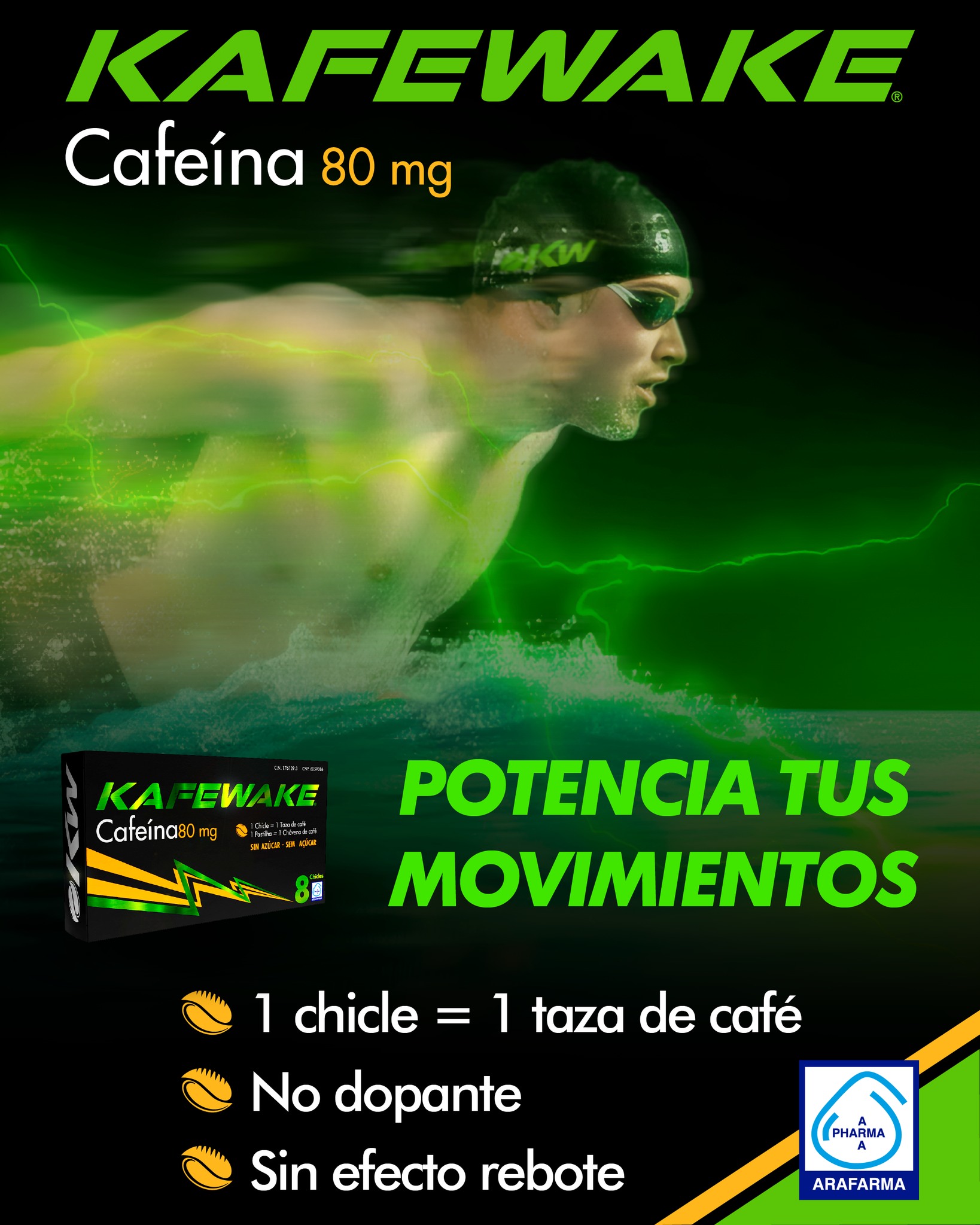 Kafewake, chicles de cafeína para activar tu atención de manera rápida, prolongada y sin azúcar.

¡Encuéntralo en arafarmashop.com!