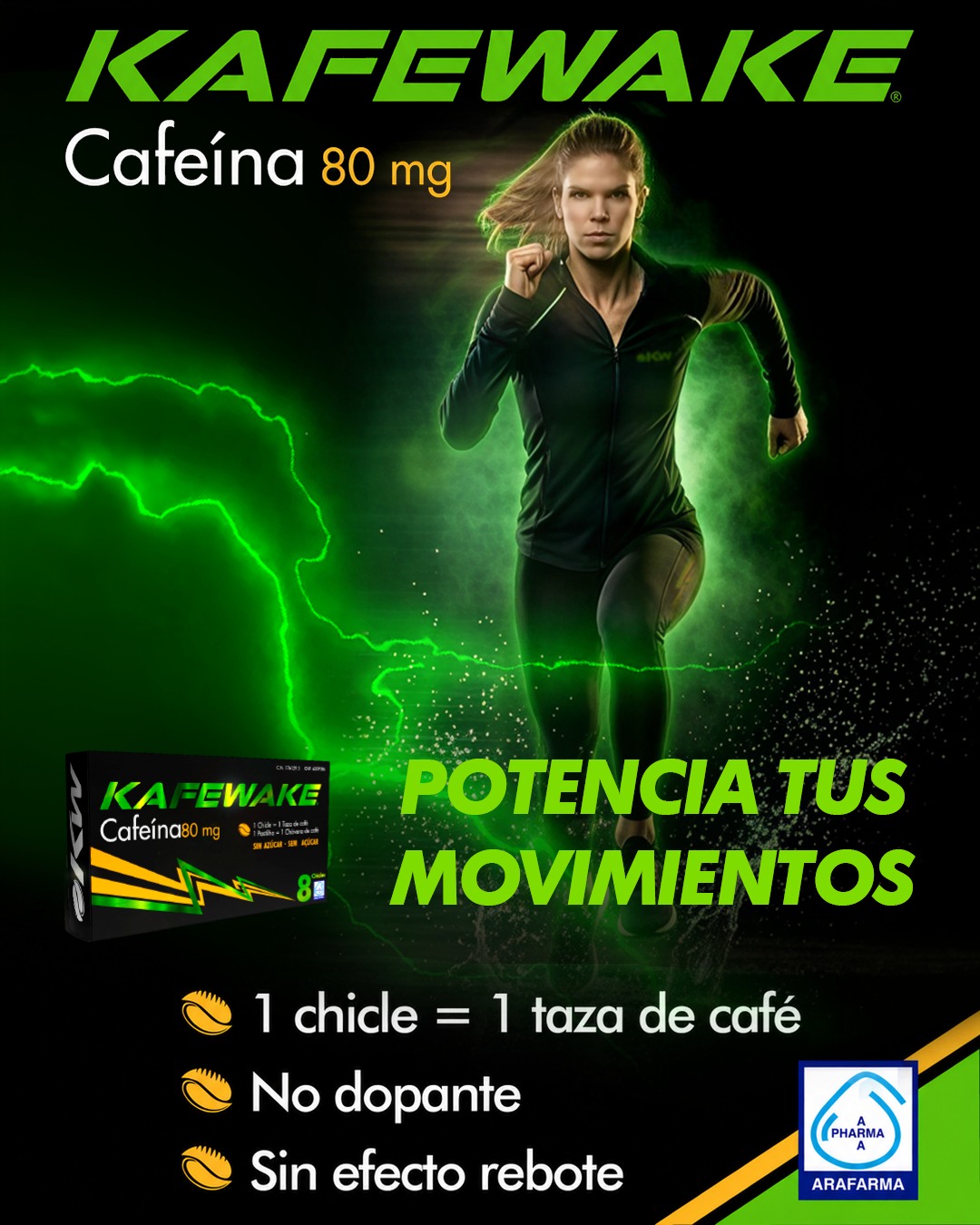 Kafewake, donde todas las ventajas de la cafeína se encuentran en un solo chicle.🤾🚴🤸

Directo a tu casa desde arafarmashop.com